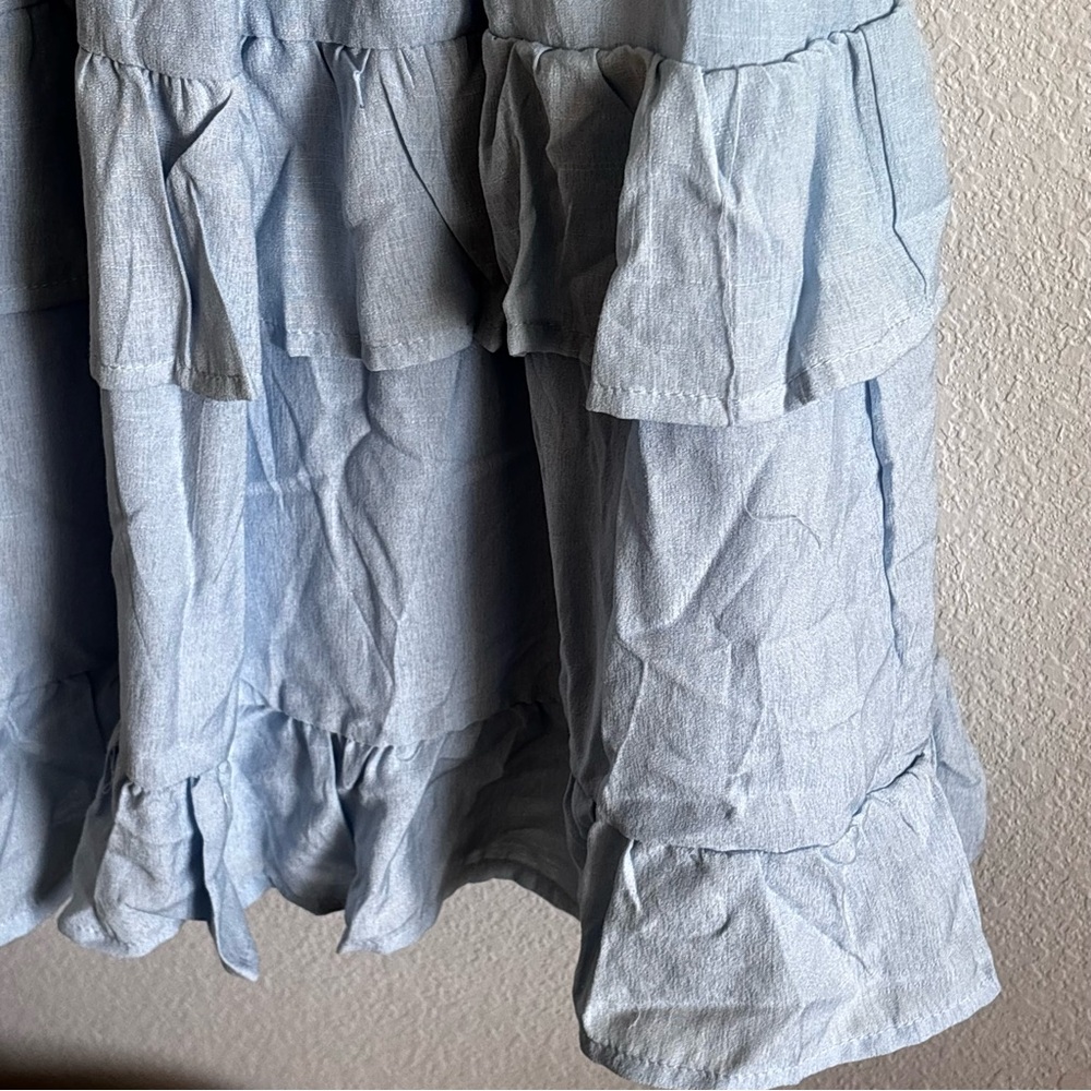 Light Blue Ruffle Strap Sundress - Picture 3 of 5